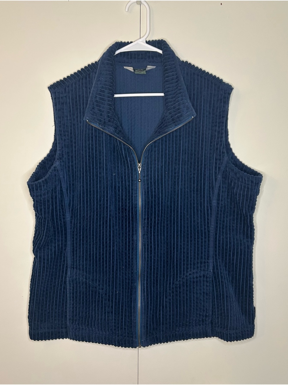 WOOLRICH Vintage Navy Blue Wide-Wale Corduroy Outdoor Vest Full Zip Womens 2XL
